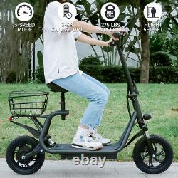 500W Adult Shock Absorption Electric Scooter with Seat 12 With Carry Basket E4