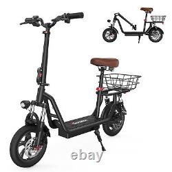 500W Adults Electric Scooter 21Miles Long Range 12'' Soft Tires Folding With Seat