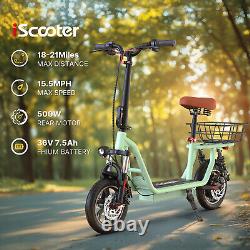 500W Electric Scooter With Seat & Carry Basket 35KM Long Range Foldable E-Scooter