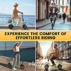 500W Electric Scooter With Seat & Carry Basket 35KM Long Range Foldable E-Scooter