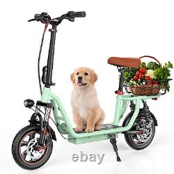 500W Electric Scooter With Seat & Carry Basket 35KM Long Range Foldable E-Scooter