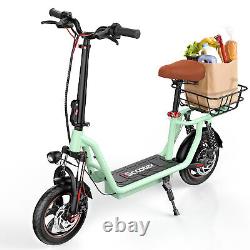 500W Electric Scooter With Seat & Carry Basket 35KM Long Range Foldable E-Scooter