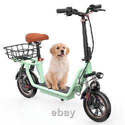 500W Electric Scooter With Seat & Carry Basket 35KM Long Range Foldable E-Scooter