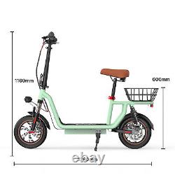 500W Electric Scooter With Seat & Carry Basket 35KM Long Range Foldable E-Scooter