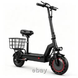500W Folding Scooter with Seat & Basket for Adult, Dual Suspension E-Scooter 500W Folding Scooter with Seat & Basket for Adult, Dual Suspension E-Scooter
