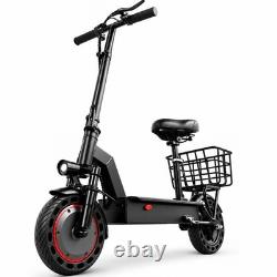 500W Folding Scooter with Seat & Basket for Adult, Dual Suspension E-Scooter