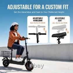 500W Folding Scooter with Seat & Basket for Adult, Dual Suspension E-Scooter