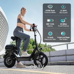 500w Adult Electric Scooter with Trunk Top Speed Sport Folding Escooter Seat New