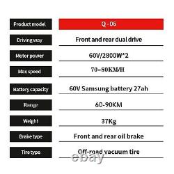 5600W 60V Foldable Electric Scooter Adult Dual Motor 11inch Turbo Off Road Tires