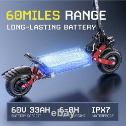6000W Folding Dual Motor 60V 33A Adult Electric Scooter 11 Road Tire E-Scooter