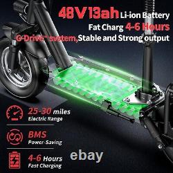 600W Peak Motor Foldable Adult Electric Scooter with Seat 25MPH 30Miles 48V 13AH