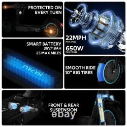 650W Double Suspension Electric Scooter Adults, 36V 18Ah Battery, Up to 22MPH