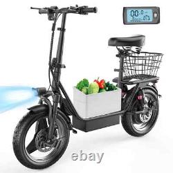 650W Peak Motor 14 Tire Electric Scooter with Seat Foldable 13/15Ah 25MPH