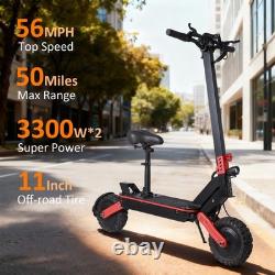 6600W Dual Motor Electric Scooter Adults, 11'' 56MPH E-Scooter With Seat /NFC /APP