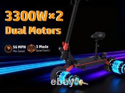 6600W Dual Motor Electric Scooter Adults, 11'' 56MPH E-Scooter With Seat /NFC /APP