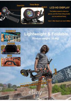 800W Electric Scooter Adult 25mph Folding E-Scooter 48V 10'' Off Road Waterproof