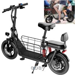 850W Peak Motor Adult Electric Scooter with Seat & Basket 22MPH 25 Miles Commuter