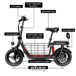850W Peak Motor Adult Electric Scooter with Seat & Basket 22MPH 25 Miles Commuter