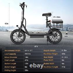 AOVOPRO 500W Electric Scooter Comfortable Seat & Storage Basket 28 Miles Range