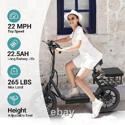 AOVOPRO 500W Electric Scooter Comfortable Seat & Storage Basket 28 Miles Range
