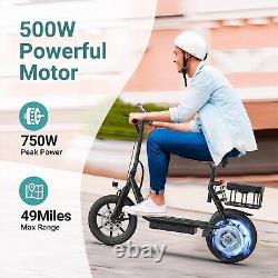 AOVOPRO 500W Electric Scooter Comfortable Seat & Storage Basket 28 Miles Range