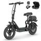 AOVOPRO Electric Scooter, 14'' Foldable E-Scooter with Suspension & Rear Seat Box