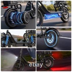 AOVOPRO Electric Scooter, 14'' Foldable E-Scooter with Suspension & Rear Seat Box