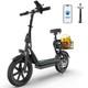 AOVOPRO Electric Scooter, 14'' Foldable E-Scooter with Suspension & Seat & Basket