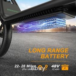 AOVOPRO Electric Scooter, 14'' Foldable E-Scooter with Suspension & Seat & Basket