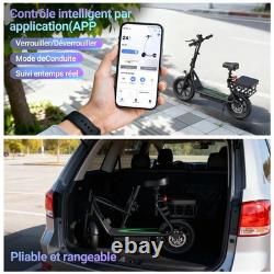 AOVOPRO Electric Scooter, 14'' Foldable E-Scooter with Suspension & Seat & Basket