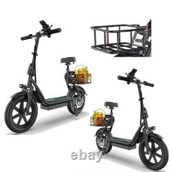 AOVOPRO Electric Scooter Adults Foldable Scooter Seat & Carry Basket E Mopeds