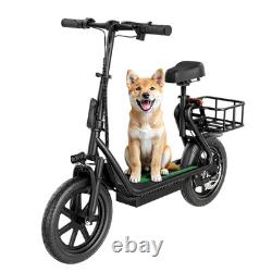 AOVOPRO Electric Scooter Adults Foldable Scooter Seat & Carry Basket E Mopeds