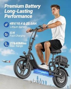 AOVOPRO Electric Scooter Adults with Seat & Luggage Peak 750W 48V 10.4Ah 14