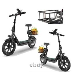 AOVOPRO Electric Scooter for Adults, 14INCH ESCOOTER with Seat Luggage Basket