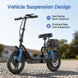 AOVOPRO Foldable Electric Scooter Adults withSeat & Storage Box, 750W 14 ESCOOTER