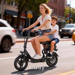 AOVOPRO Foldable Electric Scooter Adults withSeat & Storage Box, 750W 14 ESCOOTER