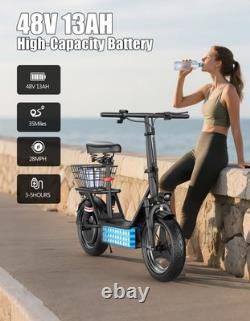 ASKGO 14 Electric Scooter with Seat Commuter Foldable 650W 13Ah Battery 25mph