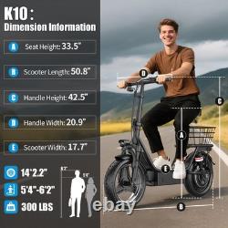 ASKGO 14 Electric Scooter with Seat Commuter Foldable 650W 13Ah Battery 25mph