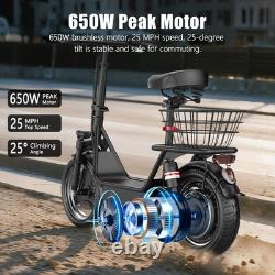 ASKGO 14 Electric Scooter with Seat Commuter Foldable 650W 13Ah Battery 25mph