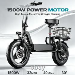 ASKGO Electric Scooter with Seat 35Miles 27MPH 14 Foladable Commuting Scooter