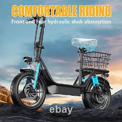 ASKGO K8 14 Adult Electric Scooter with Seat Basket 650W 36V 13Ah 19MPH 25Miles