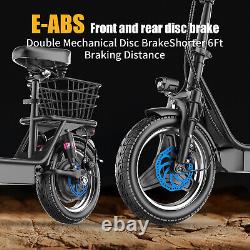 ASKGO K8 14 Adult Electric Scooter with Seat Basket 650W 36V 13Ah 19MPH 25Miles
