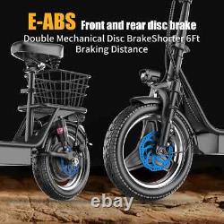 ASKGO K8 14 Adult Electric Scooter with Seat Basket 650W 36V 13Ah 19MPH 25Miles