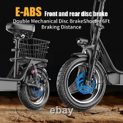 AZHAR Adult Electric Scooter With Seat Commuter Foldable 1000W 13Ah Battery 25mph