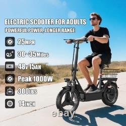 AZHAR Adult Electric Scooter With Seat Commuter Foldable 1000W 13Ah Battery 25mph