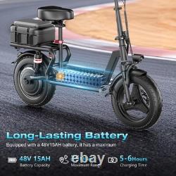 Adult Electric Scooter with Seat 14 Tire 48V 15AH 25MPH 45Miles1500W Peak Motor