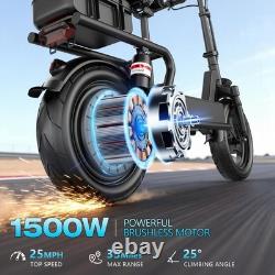 Adult Electric Scooter with Seat 14 Tire 48V 15AH 30MPH 45Miles1500W Peak Motor
