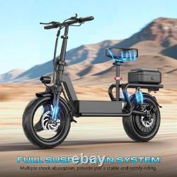 Adult Electric Scooter with Seat 14 Tire 48V 15AH 30MPH 45Miles1500W Peak Motor