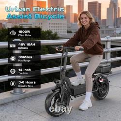 Adult Electric Scooter with Seat 14 Tire 48V 15AH 30MPH 45Miles1500W Peak Motor