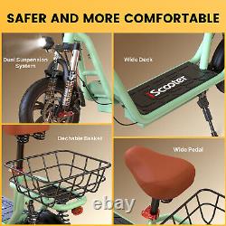 Adult Electric Scooter with Seat 500W 21Miles Long Range 12'' Commuter E-Scooter